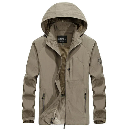 Veste d'extérieur imperméable pour homme avec capuche amovible