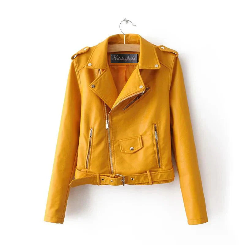 Veste courte classique zippée pour femme