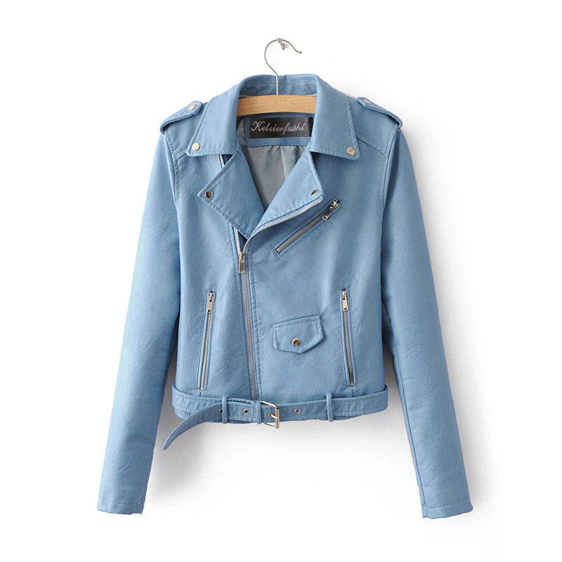 Veste courte classique zippée pour femme