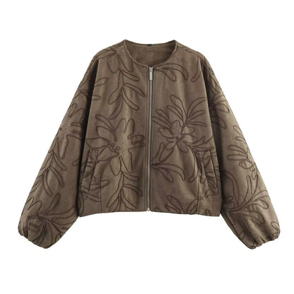 Blouson style bombardier en suédine avec broderie