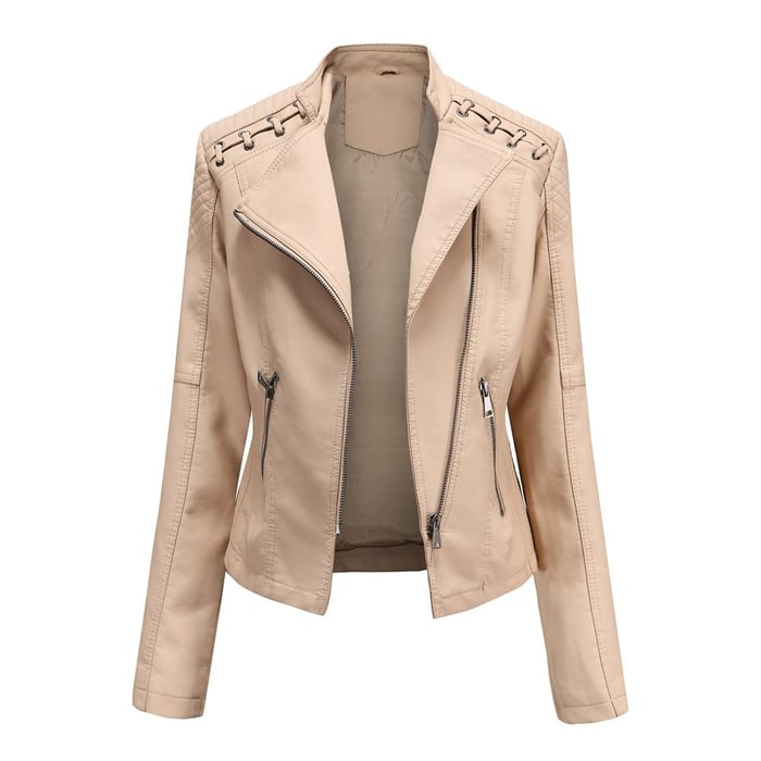 Veste en cuir souple effet peau de mouton
