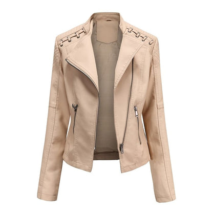 Veste en cuir souple effet peau de mouton