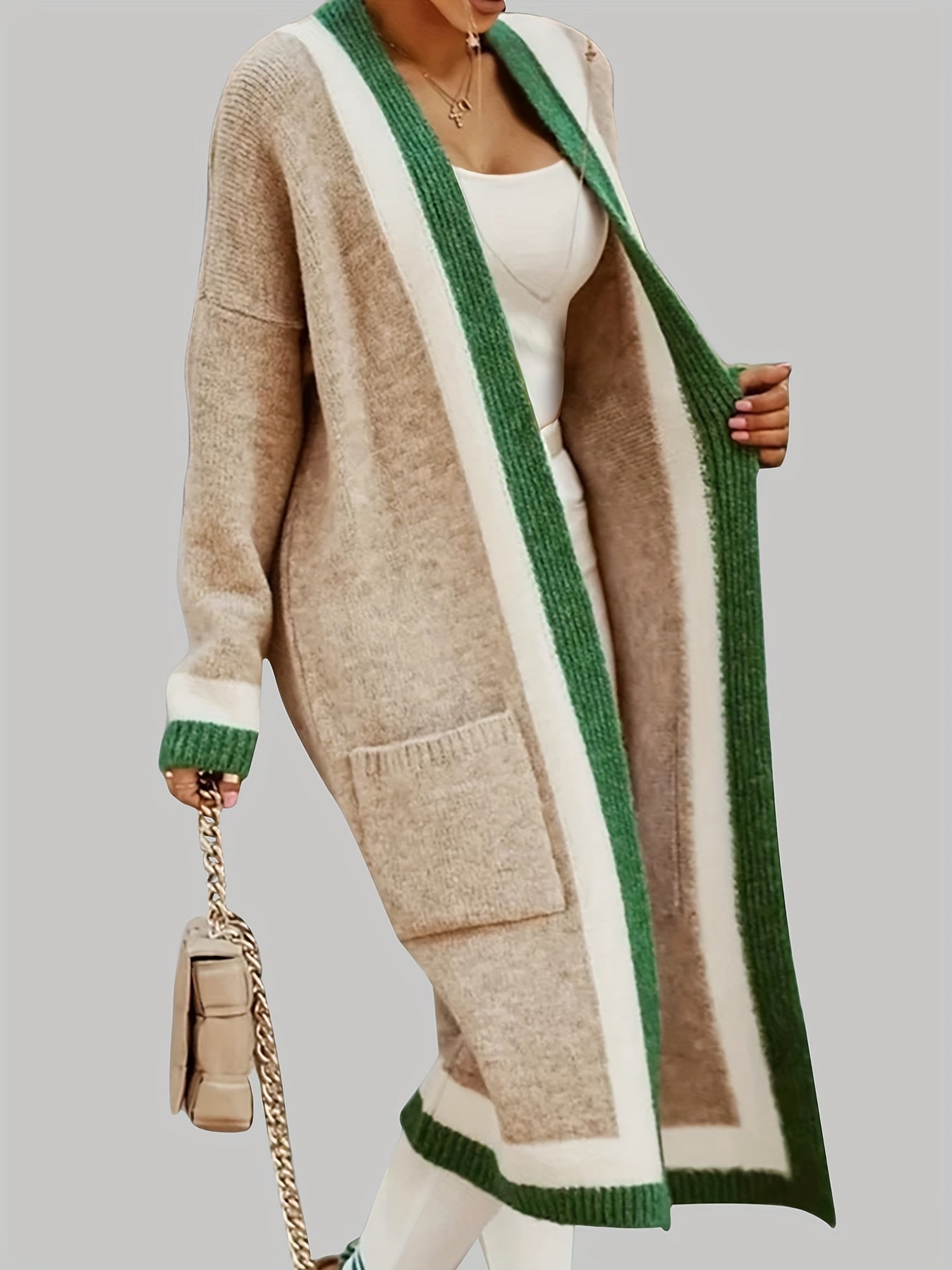 Long cardigan en maille élégant pour l'automne femme