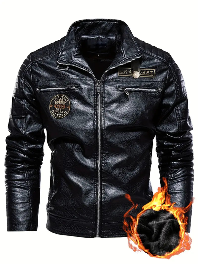 Veste en cuir style motard homme