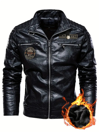 Veste en cuir style motard homme