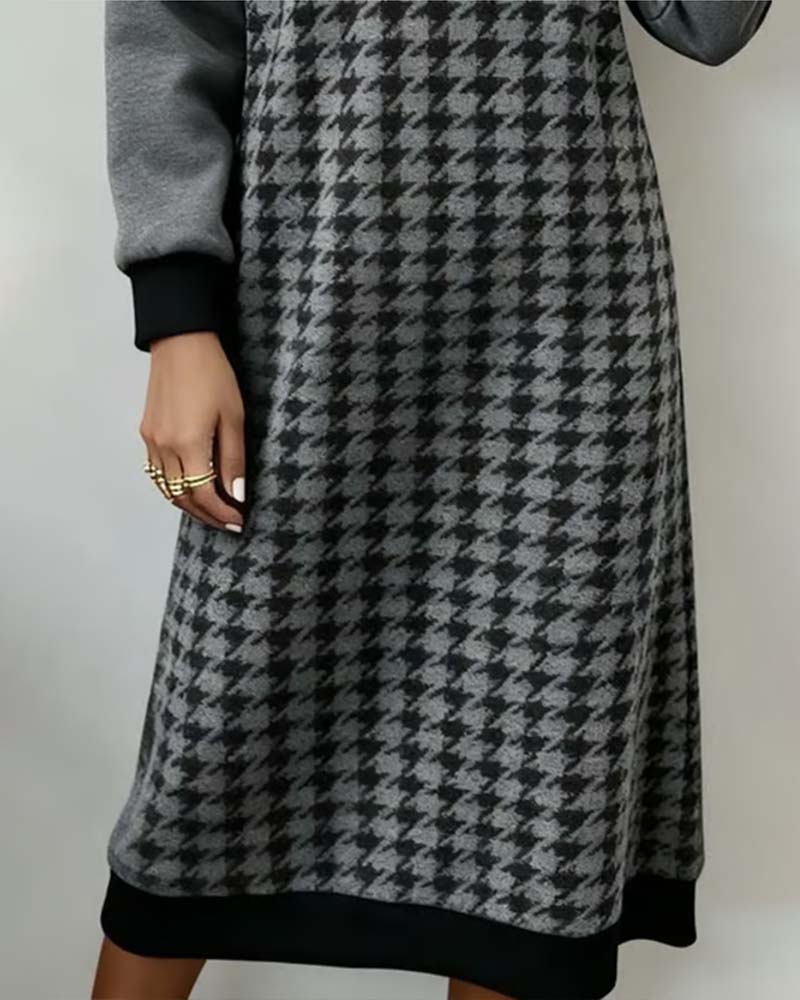 Kleid Runder Ausschnitt A-Linie Farbenfroh - IdealeKleiden