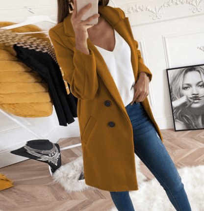 Manteau de laine double boutonnage élégant pour femme