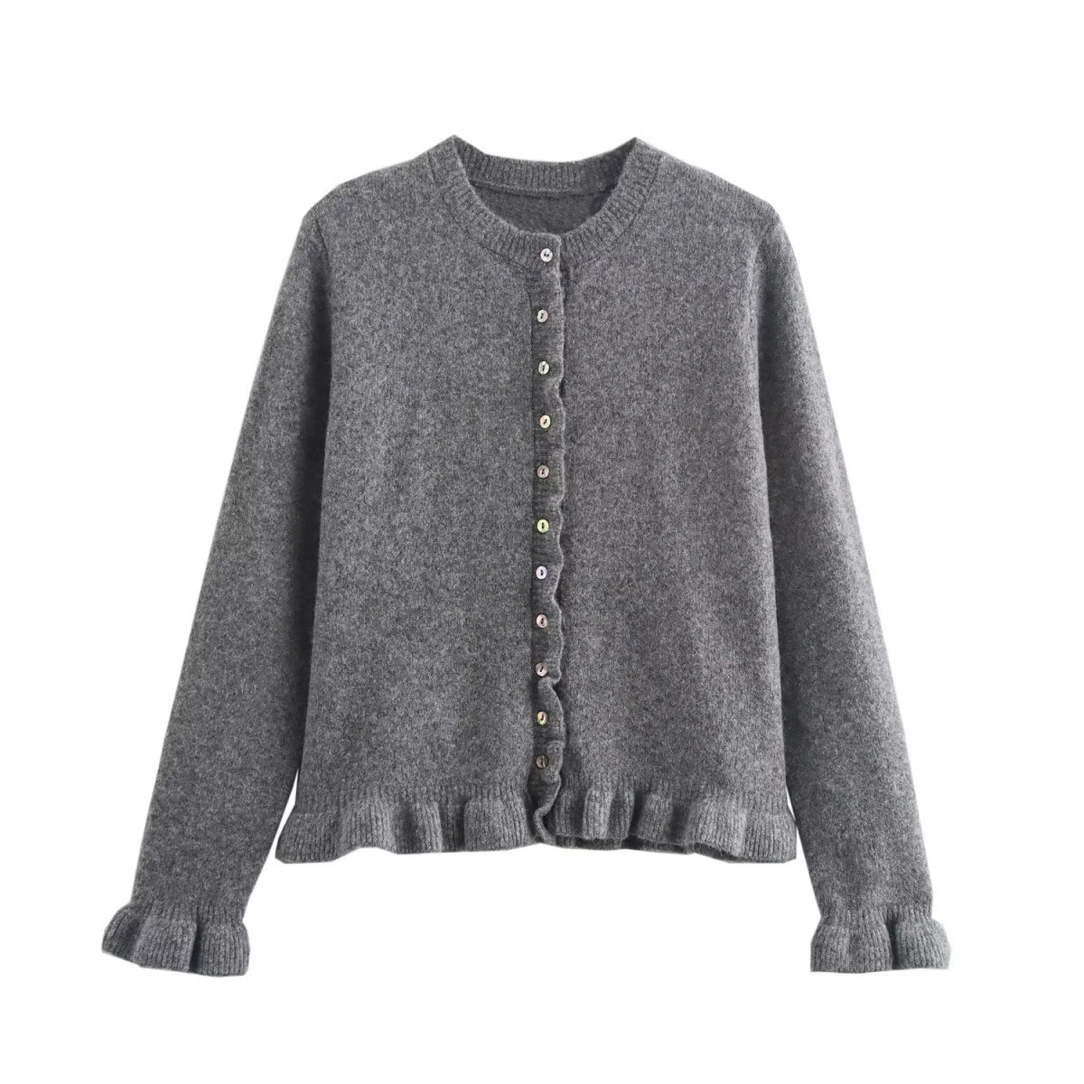 Cardigan élégant pour femme avec volants et boutons