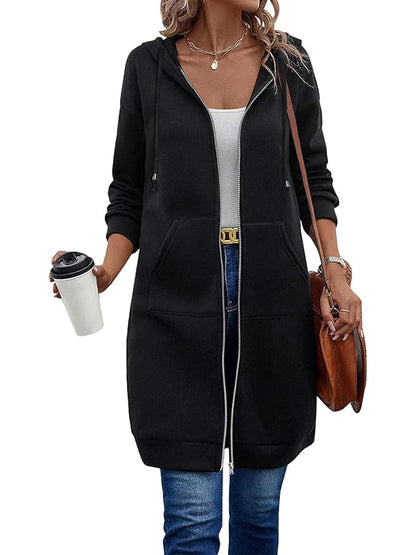 Veste à capuche à manches longues zippée pour femme