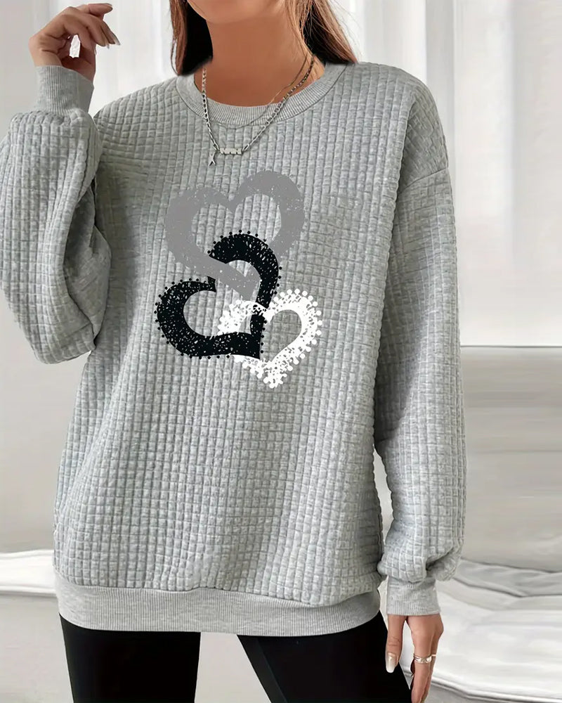 Robe longue à manches longues avec motif cœur pour femme