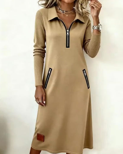 Robe élégante femme Col revers Robe droite