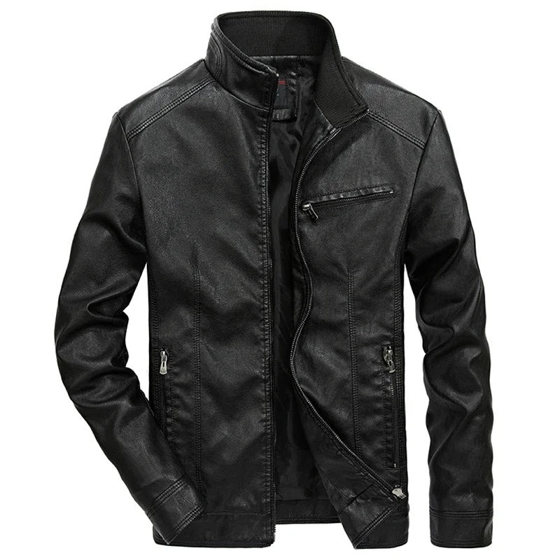 Blouson en cuir pour homme, fermeture éclair, modèle printemps