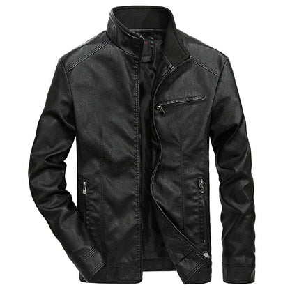 Blouson en cuir pour homme, fermeture éclair, modèle printemps