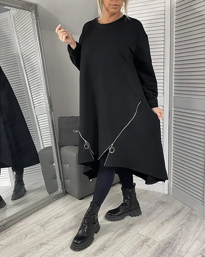 Übergrößenes Kleid Mit Reißverschluss Eleganz - IdealeKleiden