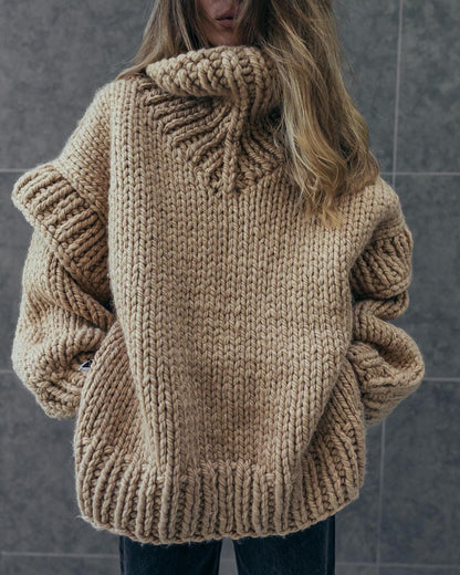 Pulls amples en maille col roulé oversize pour femme