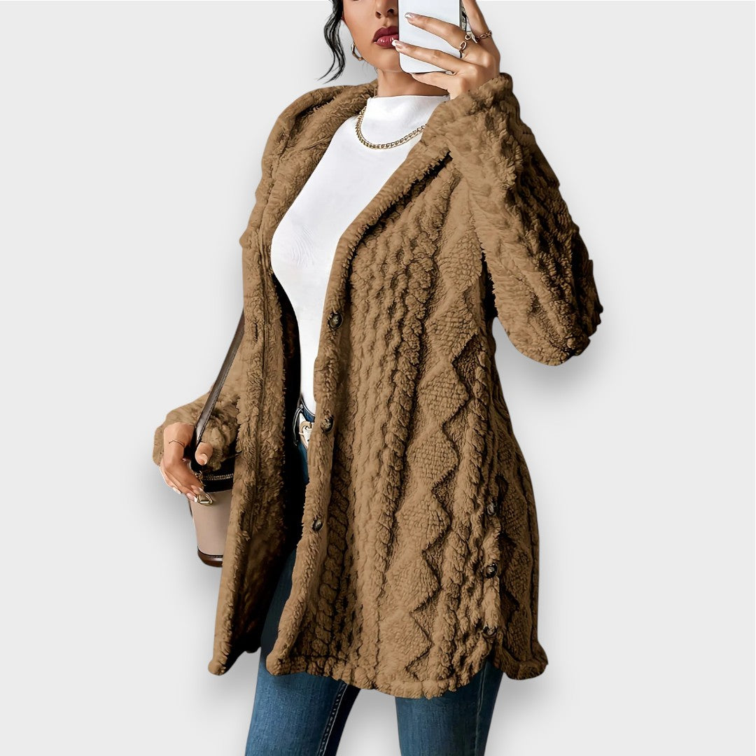Cardigan à capuche en peluche douce pour femme