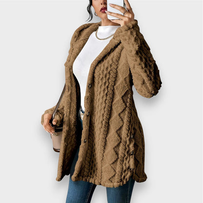 Cardigan à capuche en peluche douce pour femme