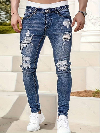 Jeans Slim Fit déchirés Tendance