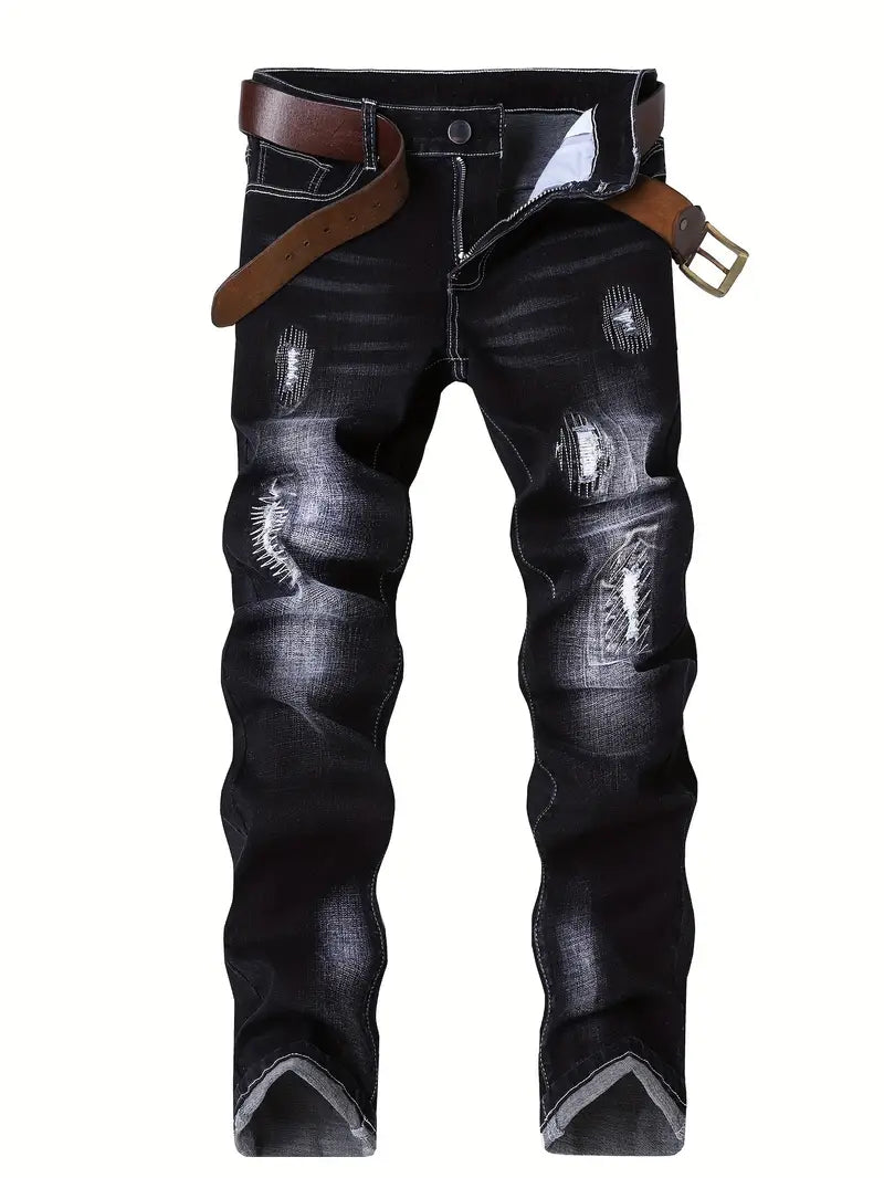 Röhrenjeans Lässig Zerrissen Destroyed Style - IdealeKleiden