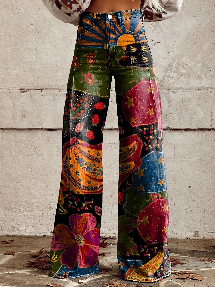 Pantalon patte d'éléphant rétro Femme Élégant
