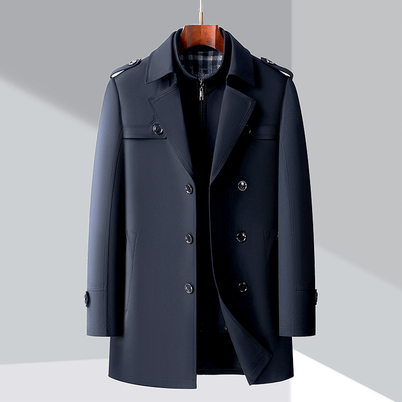 Trench-coat moderne pour homme à double boutonnage