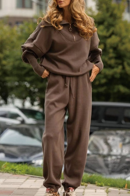 Ensemble décontracté confortable avec pull zippé