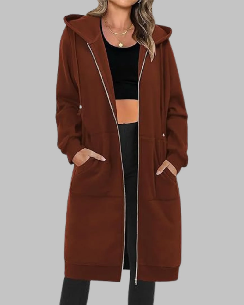 Veste Zippée Décontractée Grande Taille Femme Oversize