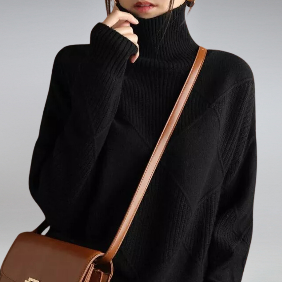 Pull-overs amples en cachemire à col roulé pour femme