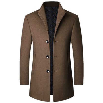 Stylisher Herren Wollmantel Lang Elegant - IdealeKleiden