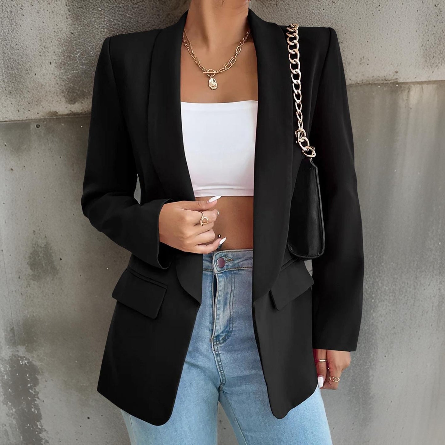 Blazer femme tendance en tissu mélangé
