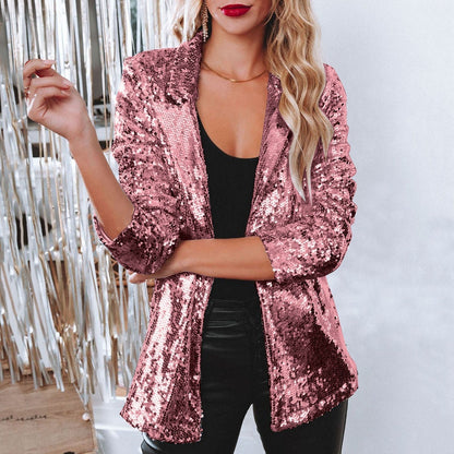 Blazer à sequins scintillants pour femme