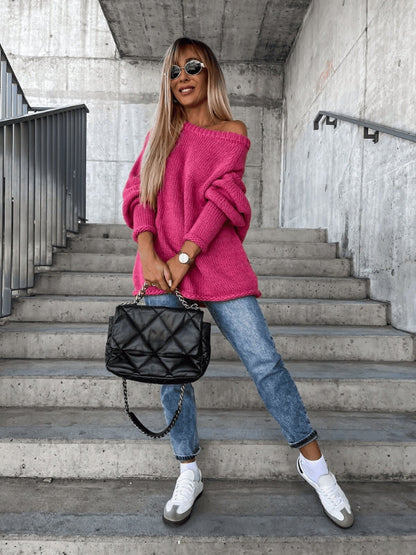 Pull pour femmes léger ample épaules dénudées