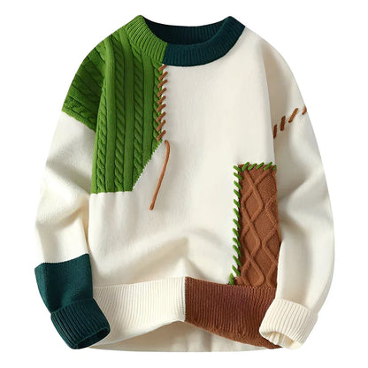 Pull-over homme patchwork élégant et chaud