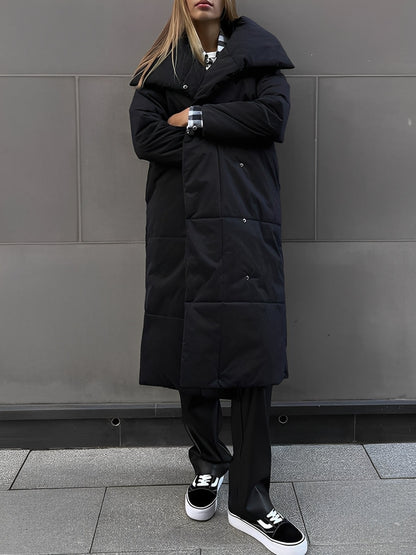 Veste longue d'hiver pour femme garnie de duvet