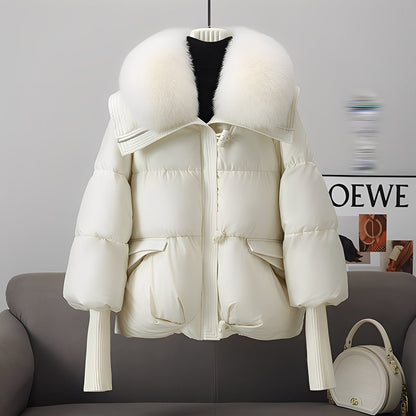 Veste élégante pour femme | Coupe-vent raffiné avec garnissage en duvet et fourrure