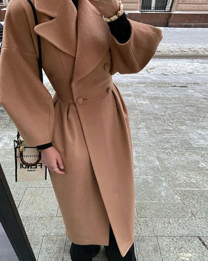 Manteau long pour femme en laine chaude