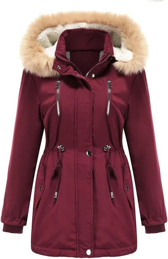 Lovi - Manteau long femme en fausse fourrure à capuche polaire