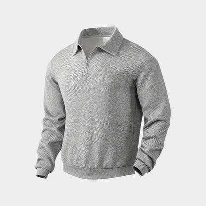 Pull-over homme demi-zip col montant moderne