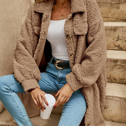 Manteau femme élégant teddy tendance automne