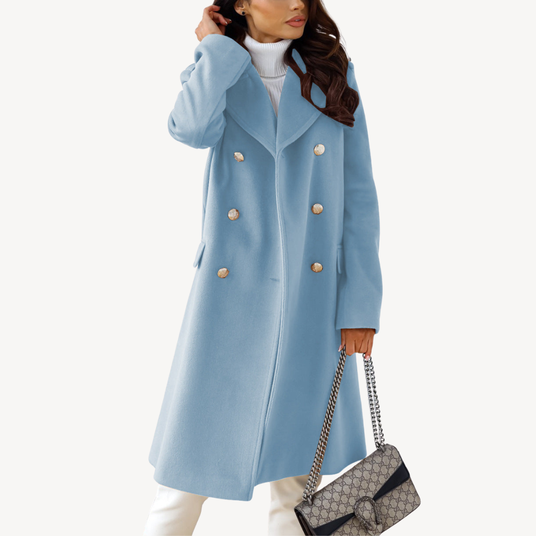 Manteau de laine pour femme élégant à double boutonnage