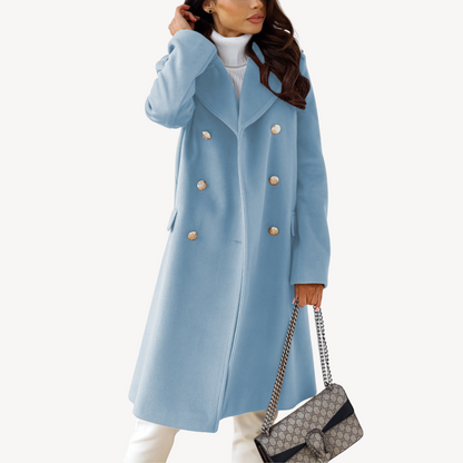 Manteau de laine pour femme élégant à double boutonnage