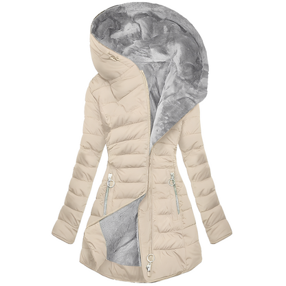Robe d'hiver chaude pour femme, manteau en peluche à capuche