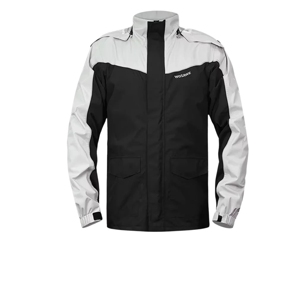 Veste de pluie moto pour homme, imperméable, noir réfléchissant