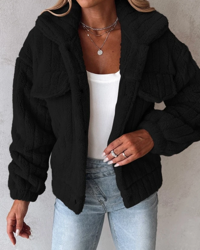 Blouson court femme en peluche chaude d'hiver