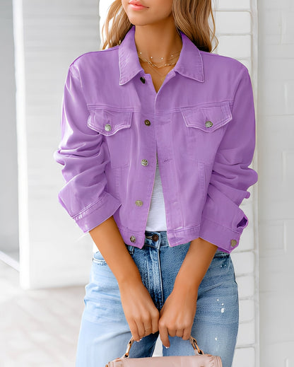 Veste en Jean Stylée Avec Boutons Et Multiples Poches
