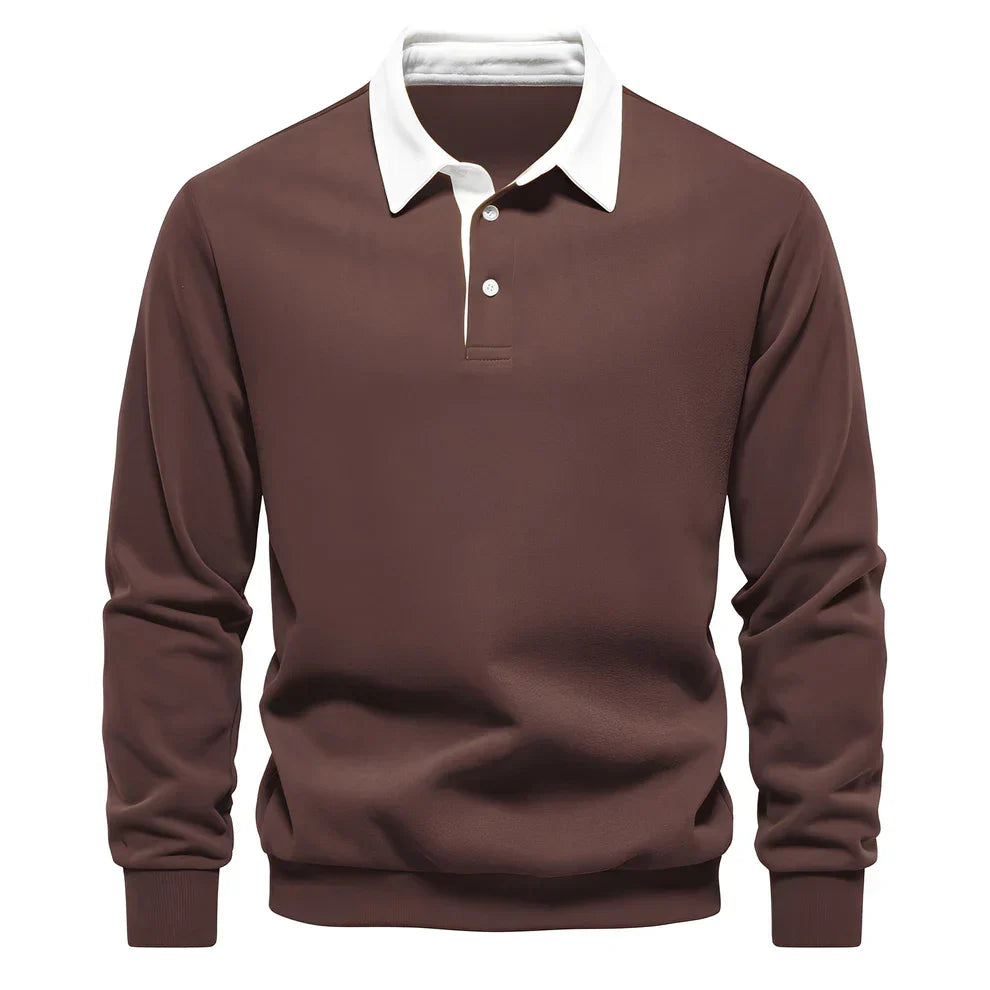 Polo pour homme décontracté manches longues léger