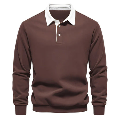 Polo pour homme décontracté manches longues léger