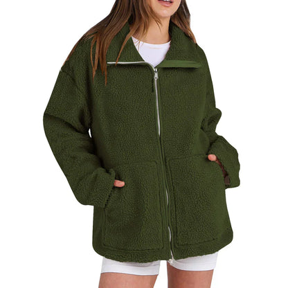 Manteau en laine décontracté pour femme Col roulé moderne