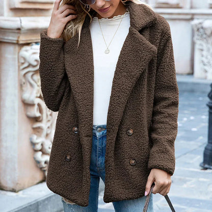 Manteau Femme Mi-long Double Boutonnage Élégant