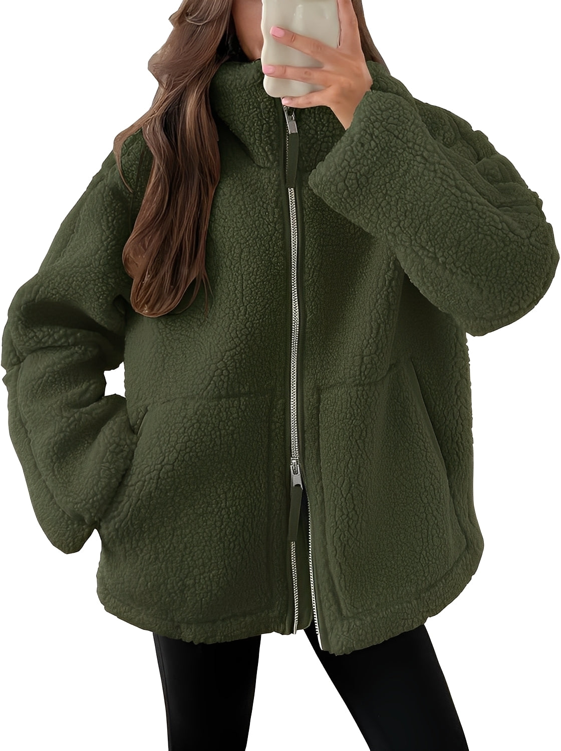 Veste en laine élégante pour femme avec fermeture éclair
